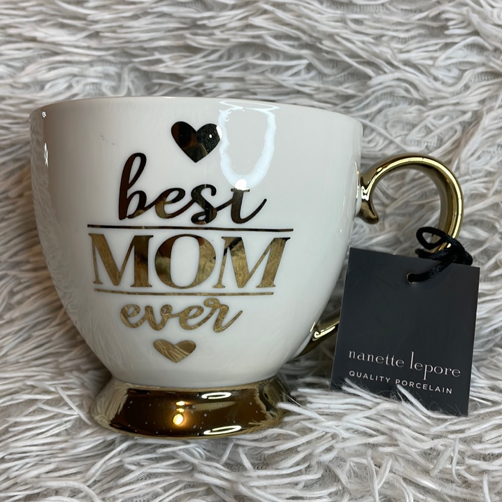 “Best MOM Ever” White & Gold Coffee Mug Gift Set